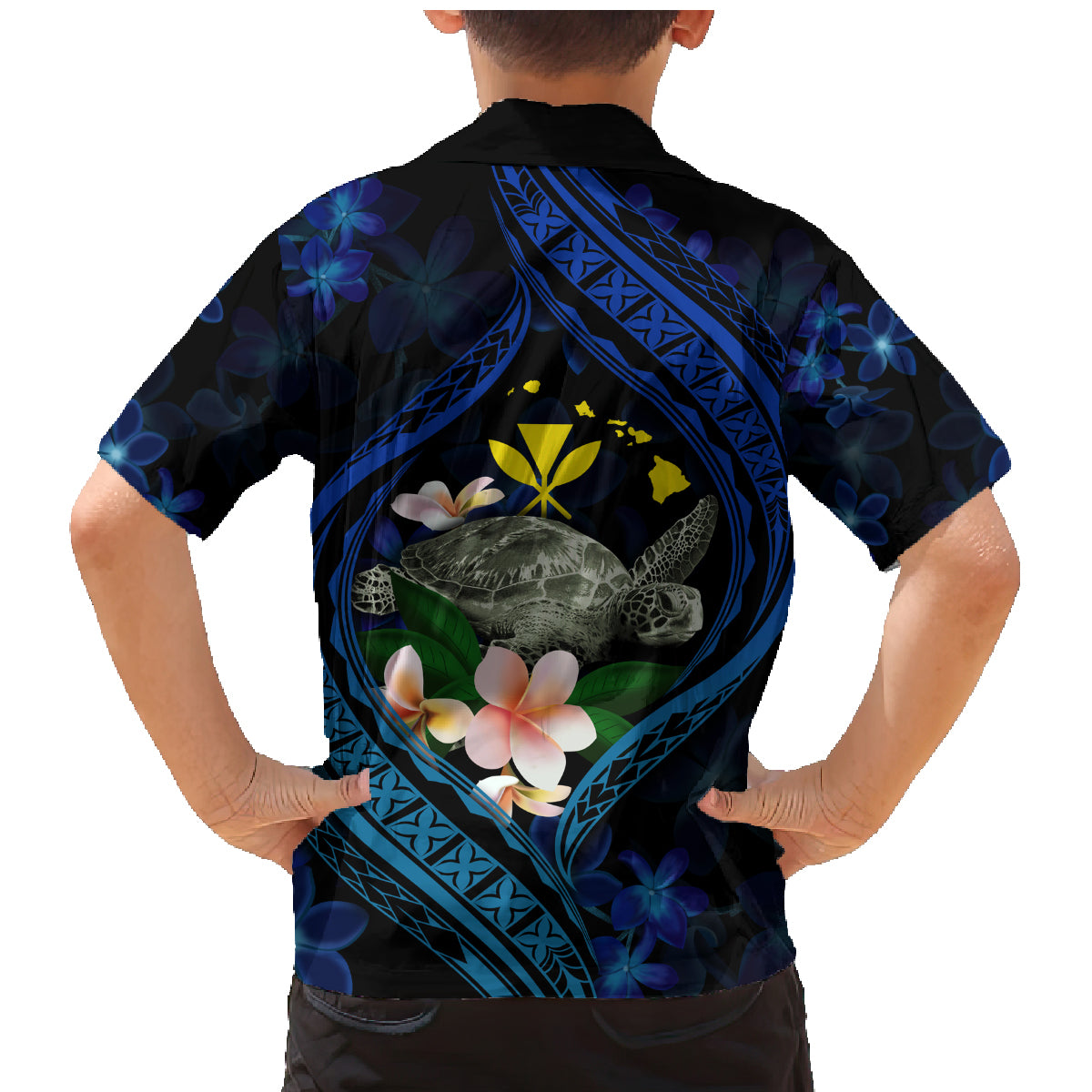 Hawaii Turtle Plumeria Flower Fanciful Family Matching Mermaid Dress and Hawaiian Shirt