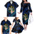 Hawaii Turtle Plumeria Flower Fanciful Family Matching Off The Shoulder Long Sleeve Dress and Hawaiian Shirt