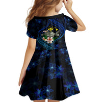 Hawaii Turtle Plumeria Flower Fanciful Family Matching Off Shoulder Short Dress and Hawaiian Shirt