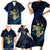 Hawaii Turtle Plumeria Flower Fanciful Family Matching Short Sleeve Bodycon Dress and Hawaiian Shirt