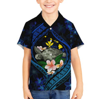 Hawaii Turtle Plumeria Flower Fanciful Kid Hawaiian Shirt LT03 Kid Black - Polynesian Pride