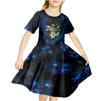 Hawaii Turtle Plumeria Flower Fanciful Kid Short Sleeve Dress LT03 - Polynesian Pride