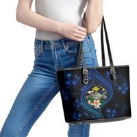 Hawaii Turtle Plumeria Flower Fanciful Leather Tote Bag LT03 - Polynesian Pride