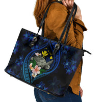 Hawaii Turtle Plumeria Flower Fanciful Leather Tote Bag LT03 - Polynesian Pride