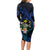 Hawaii Turtle Plumeria Flower Fanciful Long Sleeve Bodycon Dress