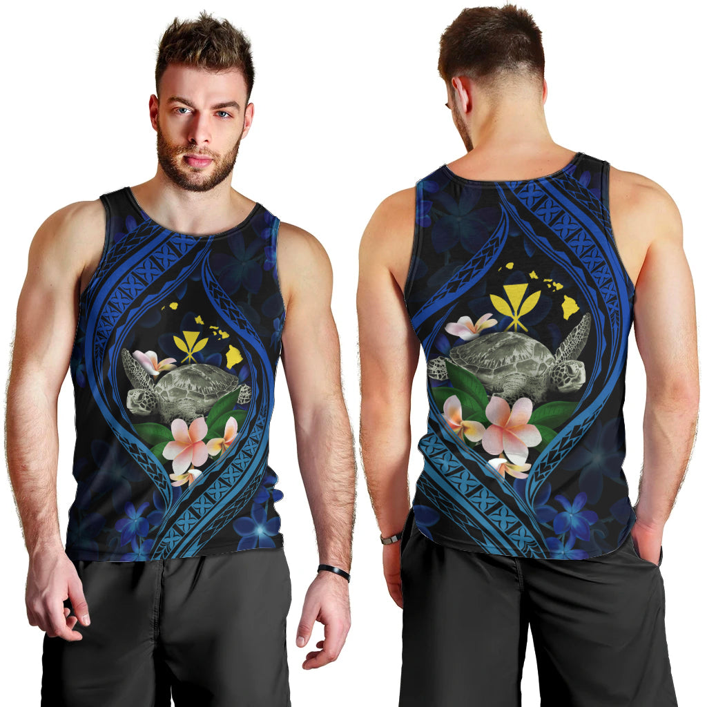Hawaii Turtle Plumeria Flower Fanciful Men Tank Top LT03 - Polynesian Pride