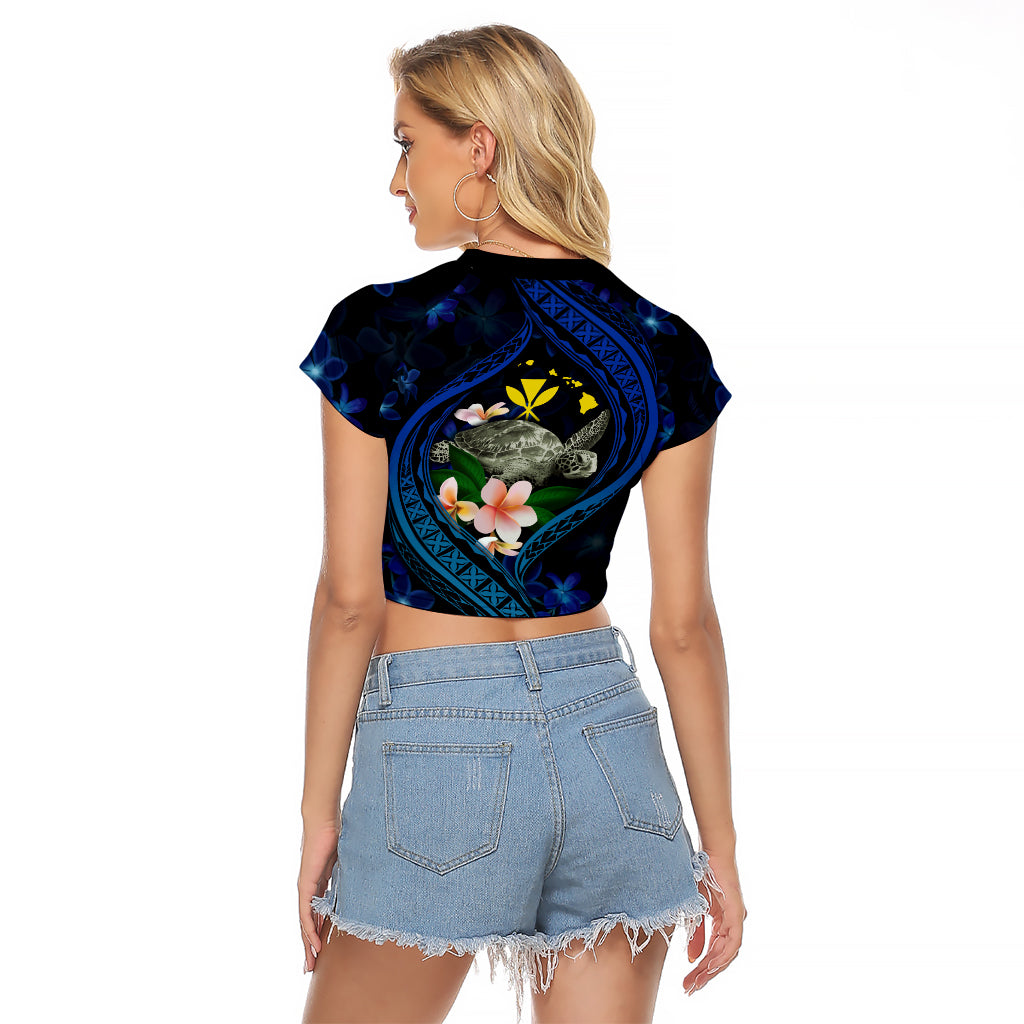 Hawaii Turtle Plumeria Flower Fanciful Raglan Cropped T Shirt