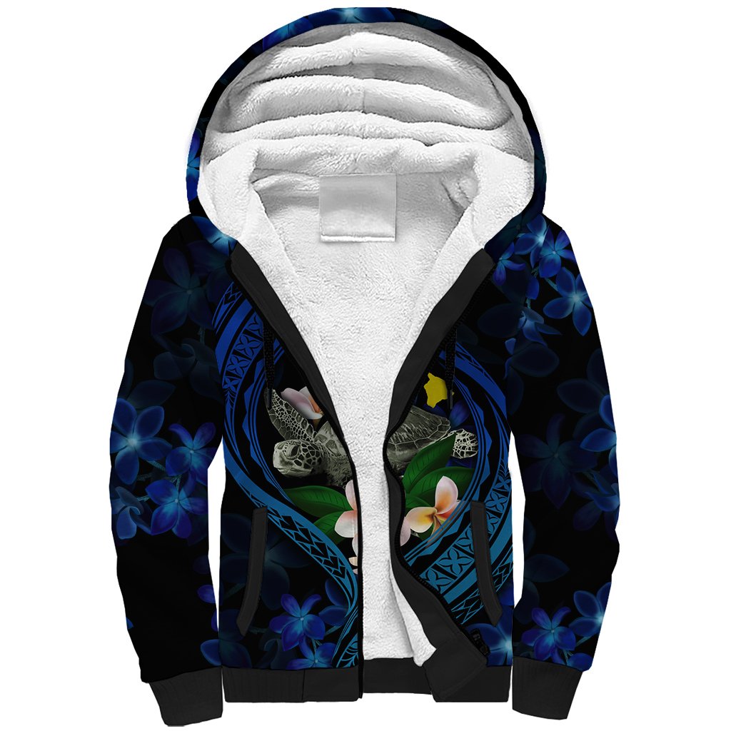 Hawaii Turtle Plumeria Flower Fanciful Sherpa Hoodie LT03 Unisex Black - Polynesian Pride