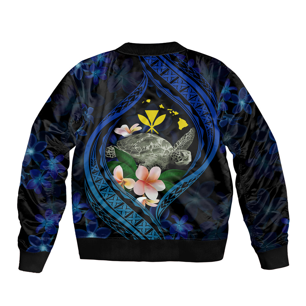Hawaii Turtle Plumeria Flower Fanciful Sleeve Zip Bomber Jacket LT03 - Polynesian Pride