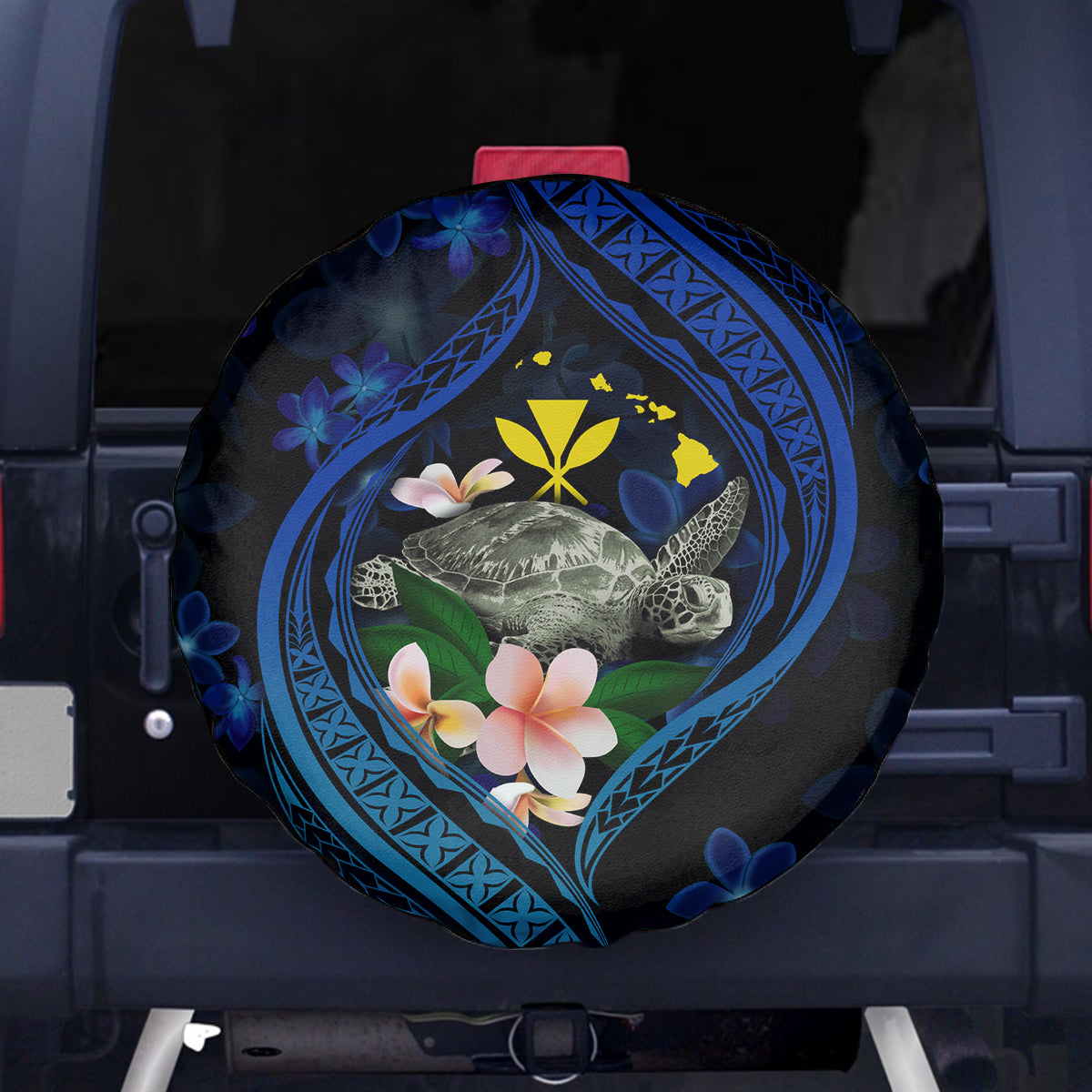 Hawaii Turtle Plumeria Flower Fanciful Spare Tire Cover LT03 - Polynesian Pride