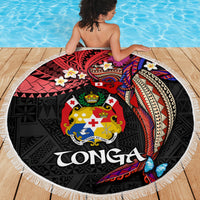 Tonga Emancipation Day Beach Blanket Ngatu Humpback Whale Polynesian Flower LT03 - Polynesian Pride