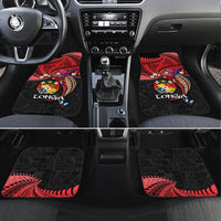 Tonga Emancipation Day Car Mats Ngatu Humpback Whale Polynesian Flower LT03 Set 4pcs Black - Polynesian Pride