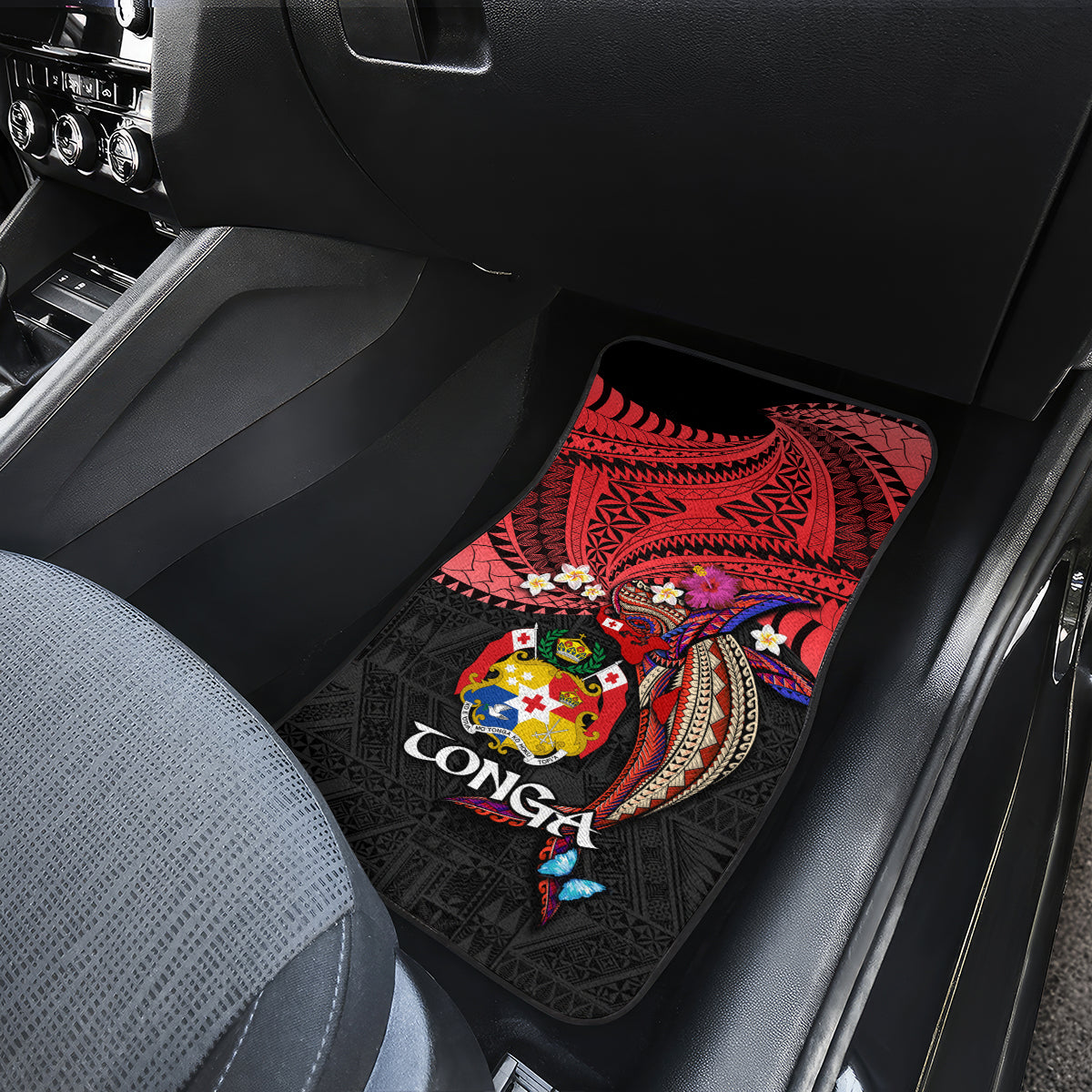 Tonga Emancipation Day Car Mats Ngatu Humpback Whale Polynesian Flower LT03 - Polynesian Pride