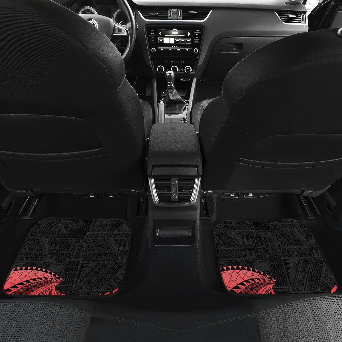 Tonga Emancipation Day Car Mats Ngatu Humpback Whale Polynesian Flower LT03 Set 2pcs - Back Black - Polynesian Pride