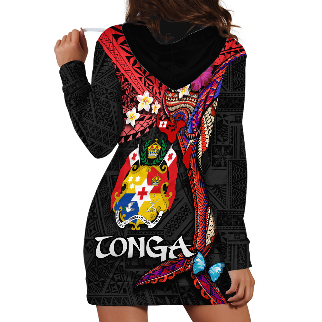 Tonga Emancipation Day Hoodie Dress Ngatu Humpback Whale Polynesian Flower LT03 - Polynesian Pride