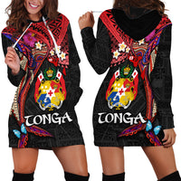 Tonga Emancipation Day Hoodie Dress Ngatu Humpback Whale Polynesian Flower LT03 - Polynesian Pride