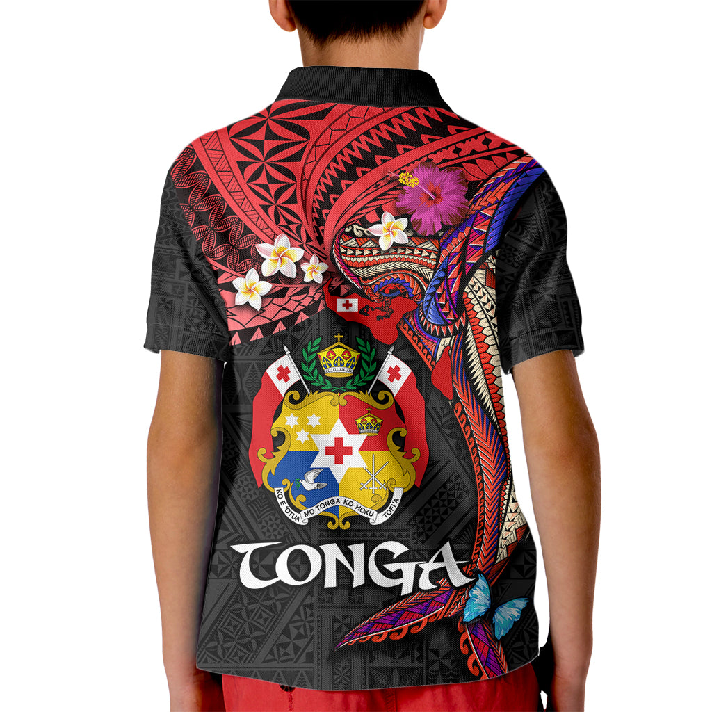 Tonga Emancipation Day Kid Polo Shirt Ngatu Humpback Whale Polynesian Flower