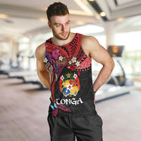 Tonga Emancipation Day Men Tank Top Ngatu Humpback Whale Polynesian Flower LT03 Black - Polynesian Pride