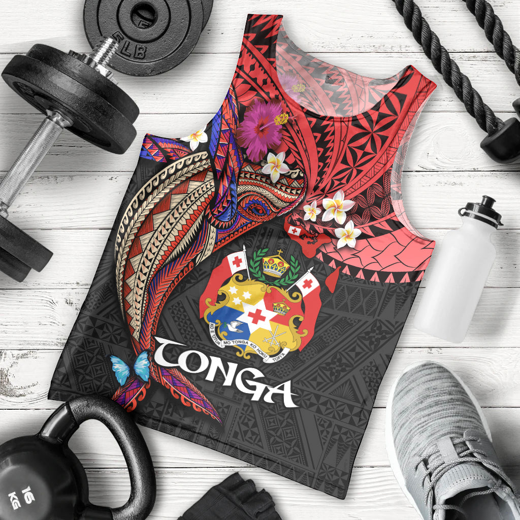 Tonga Emancipation Day Men Tank Top Ngatu Humpback Whale Polynesian Flower LT03 - Polynesian Pride