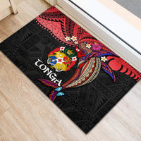 Tonga Emancipation Day Rubber Doormat Ngatu Humpback Whale Polynesian Flower LT03 - Polynesian Pride