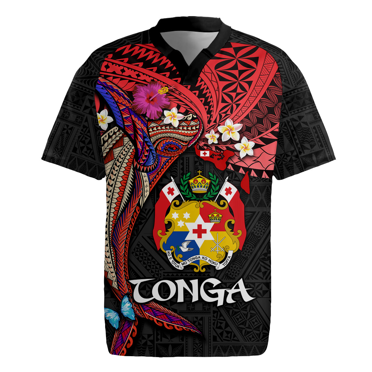 Tonga Emancipation Day Rugby Jersey Ngatu Humpback Whale Polynesian Flower