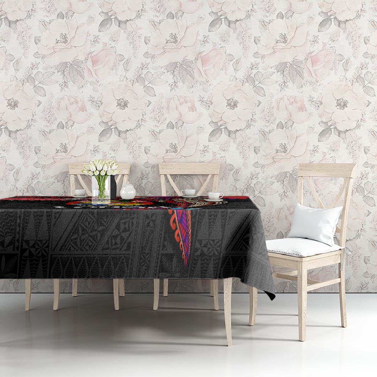 Tonga Emancipation Day Tablecloth Ngatu Humpback Whale Polynesian Flower LT03 - Polynesian Pride