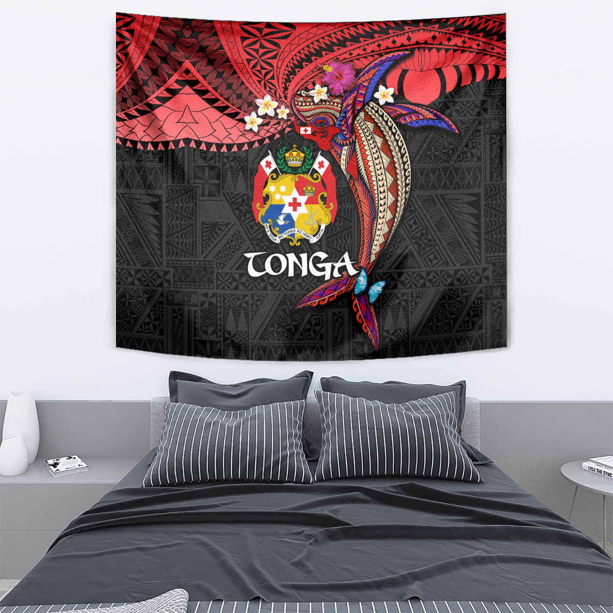 Tonga Emancipation Day Tapestry Ngatu Humpback Whale Polynesian Flower LT03 - Polynesian Pride