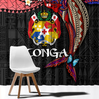 Tonga Emancipation Day Window Curtain Ngatu Humpback Whale Polynesian Flower LT03 - Polynesian Pride