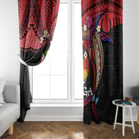 Tonga Emancipation Day Window Curtain Ngatu Humpback Whale Polynesian Flower LT03 - Polynesian Pride