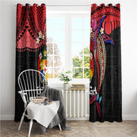 Tonga Emancipation Day Window Curtain Ngatu Humpback Whale Polynesian Flower LT03 - Polynesian Pride