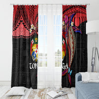 Tonga Emancipation Day Window Curtain Ngatu Humpback Whale Polynesian Flower LT03 - Polynesian Pride
