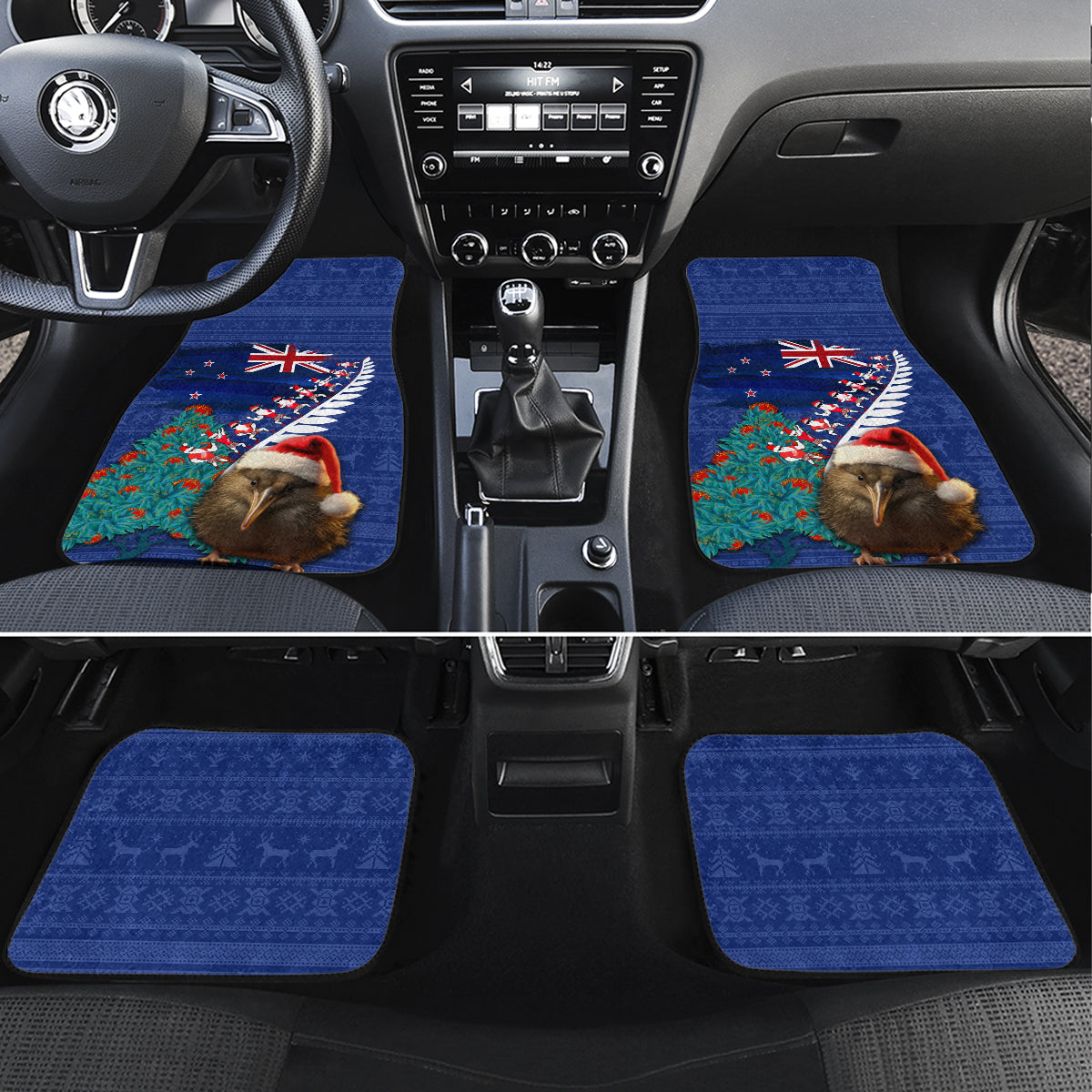 New Zealand Christmas Car Mats Kiwi Bird Santa and Silver Fern Funny Haka Dance