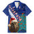 New Zealand Christmas Family Matching Off The Shoulder Long Sleeve Dress and Hawaiian Shirt Kiwi Bird Santa and Silver Fern Funny Haka Dance