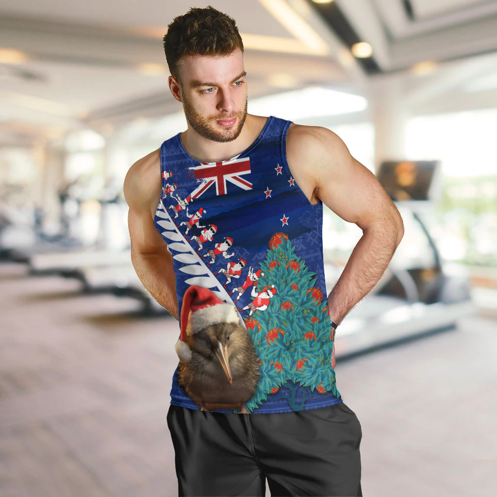 New Zealand Christmas Men Tank Top Kiwi Bird Santa and Silver Fern Funny Haka Dance