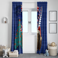 New Zealand Christmas Window Curtain Kiwi Bird Santa and Silver Fern Funny Haka Dance
