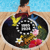 Cook Islands Independence Day Beach Blanket Maroro and Kakaia with Hibiscus Flower Polynesian Pattern LT03 - Polynesian Pride