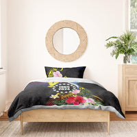 Cook Islands Independence Day Bedding Set Maroro and Kakaia with Hibiscus Flower Polynesian Pattern