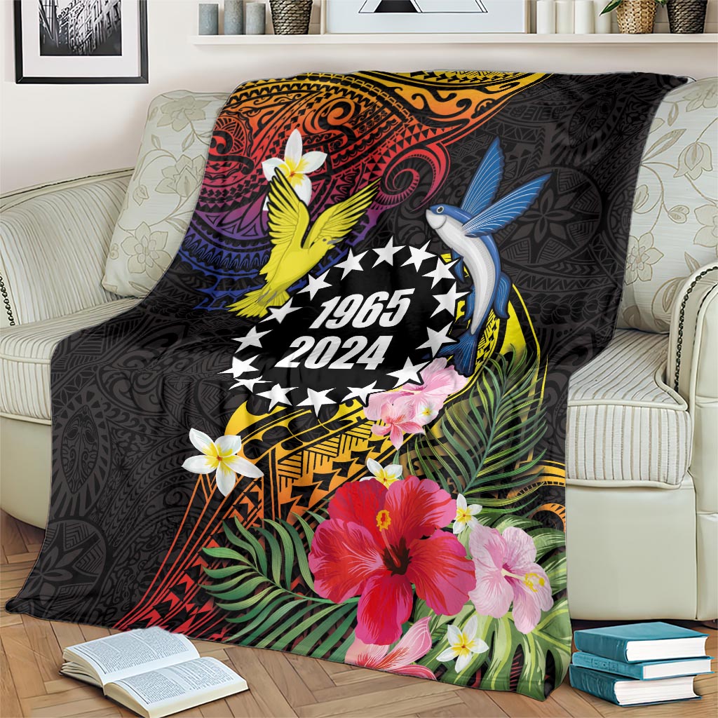 Cook Islands Independence Day Blanket Maroro and Kakaia with Hibiscus Flower Polynesian Pattern LT03 - Polynesian Pride