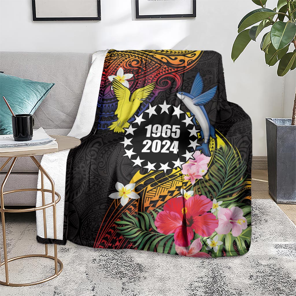 Cook Islands Independence Day Blanket Maroro and Kakaia with Hibiscus Flower Polynesian Pattern LT03 - Polynesian Pride