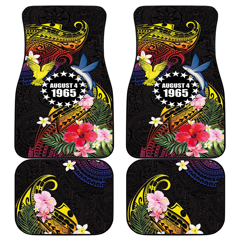 Cook Islands Independence Day Car Mats Maroro and Kakaia with Hibiscus Flower Polynesian Pattern LT03 - Polynesian Pride