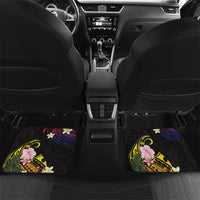 Cook Islands Independence Day Car Mats Maroro and Kakaia with Hibiscus Flower Polynesian Pattern LT03 Set 2pcs - Back Black - Polynesian Pride