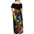 Cook Islands Independence Day Family Matching Off Shoulder Maxi Dress and Hawaiian Shirt Maroro and Kakaia with Hibiscus Flower Polynesian Pattern