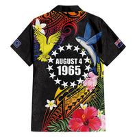 Cook Islands Independence Day Family Matching Short Sleeve Bodycon Dress and Hawaiian Shirt Maroro and Kakaia with Hibiscus Flower Polynesian Pattern LT03 - Polynesian Pride