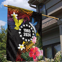 Cook Islands Independence Day Garden Flag Maroro and Kakaia with Hibiscus Flower Polynesian Pattern LT03 - Polynesian Pride