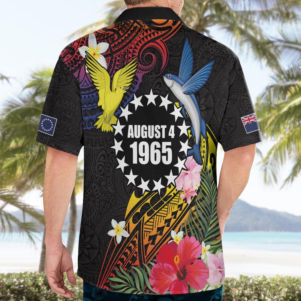Cook Islands Independence Day Hawaiian Shirt Maroro and Kakaia with Hibiscus Flower Polynesian Pattern LT03 - Polynesian Pride