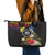 Cook Islands Independence Day Leather Tote Bag Maroro and Kakaia with Hibiscus Flower Polynesian Pattern