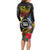 Cook Islands Independence Day Long Sleeve Bodycon Dress Maroro and Kakaia with Hibiscus Flower Polynesian Pattern