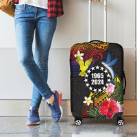 Cook Islands Independence Day Luggage Cover Maroro and Kakaia with Hibiscus Flower Polynesian Pattern