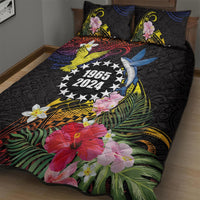 Cook Islands Independence Day Quilt Bed Set Maroro and Kakaia with Hibiscus Flower Polynesian Pattern LT03 - Polynesian Pride