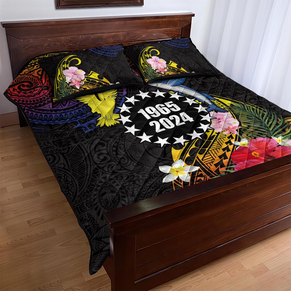 Cook Islands Independence Day Quilt Bed Set Maroro and Kakaia with Hibiscus Flower Polynesian Pattern LT03 - Polynesian Pride